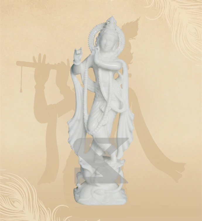 Murlidhar Krishna — Design 14 — SKM-MLR-14 — Marble Krishna Statue