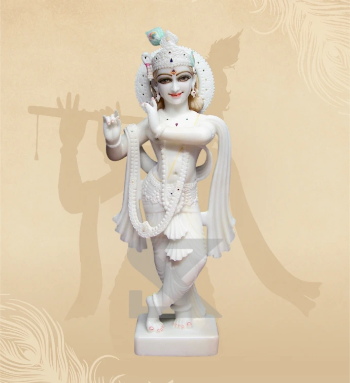 Murlidhar Krishna — Design 16 — SKM-MLR-16 — Marble Krishna Statue