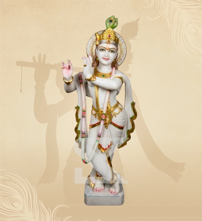 Murlidhar Krishna — Design 02 — SKM-MLR-02 — Marble Krishna Statue