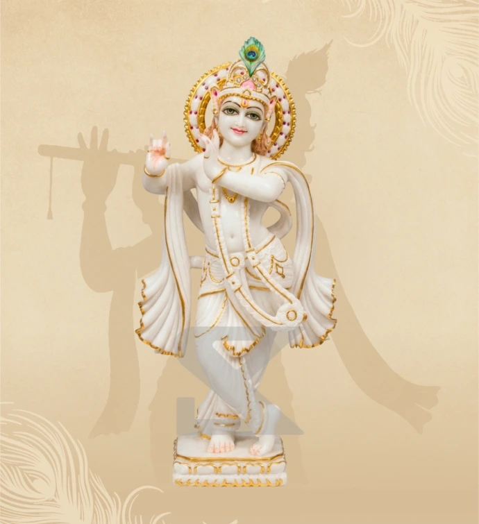 Murlidhar Krishna — Design 07 — SKM-MLR-07 — Marble Krishna Statue