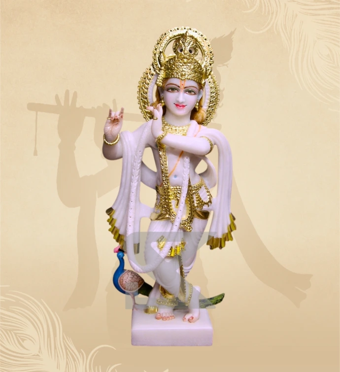 Murlidhar Krishna — Design 13 — SKM-MLR-13 — Marble Krishna Statue