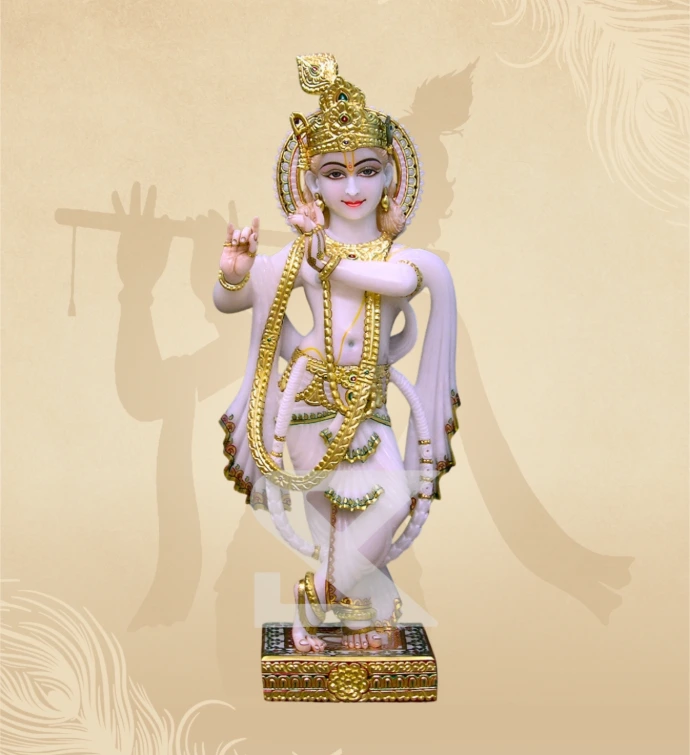 Murlidhar Krishna — Design 11 — SKM-MLR-11 — Marble Krishna Statue
