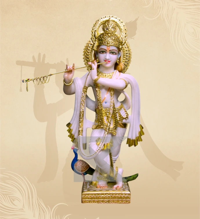 Murlidhar Krishna — Design 15 — SKM-MLR-15 — Marble Krishna Statue