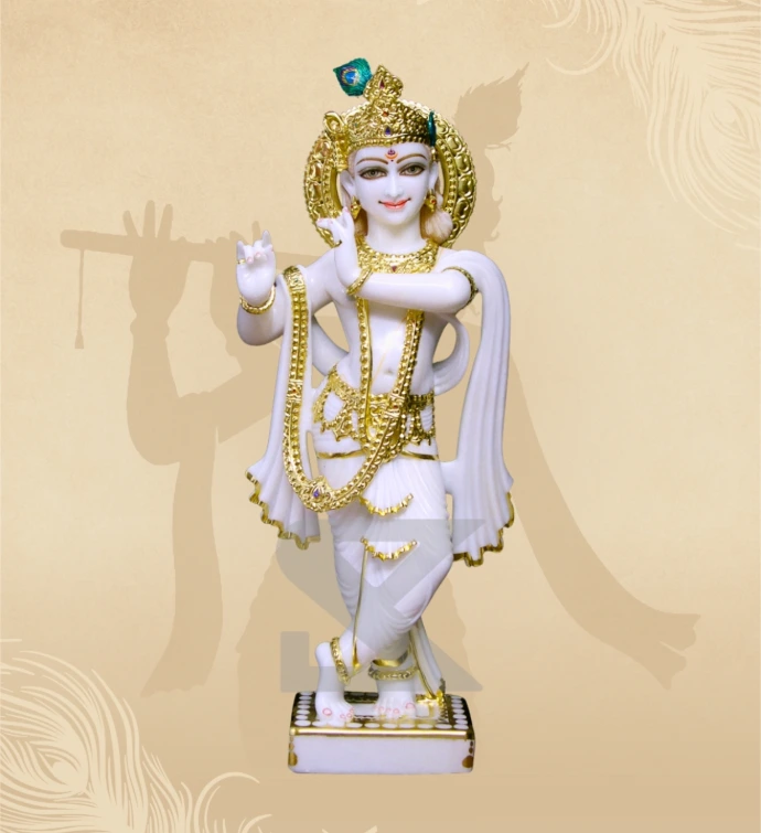 Murlidhar Krishna — Design 17 — SKM-MLR-17 — Marble Krishna Statue
