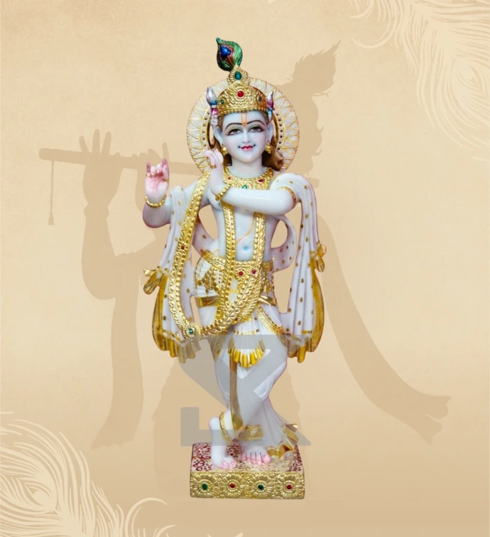 Murlidhar Krishna — Design 18 — SKM-MLR-18 — Marble Krishna Statue