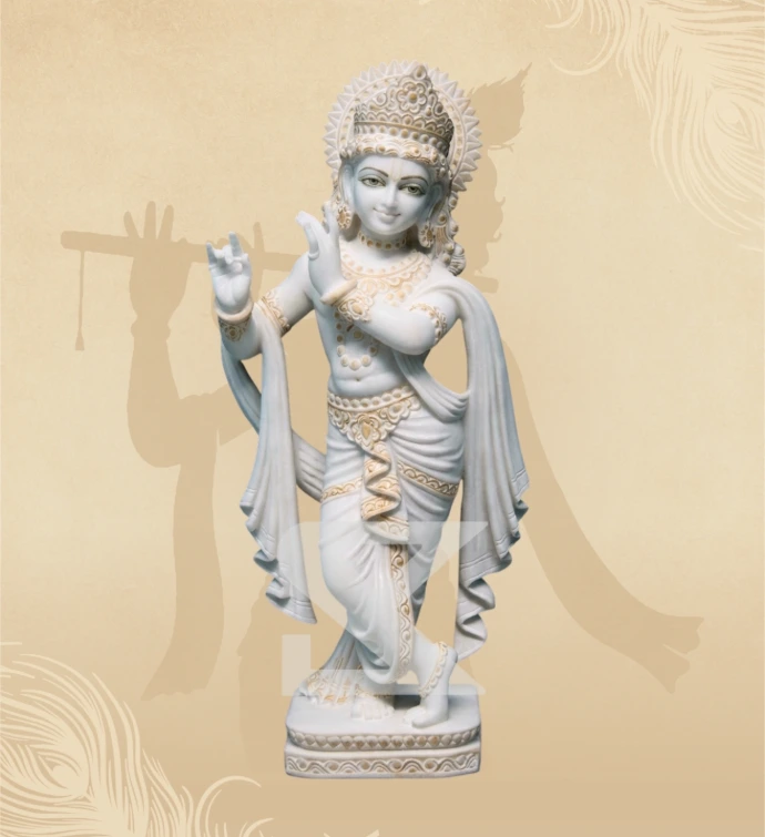 Murlidhar Krishna — Design 21 — SKM-MLR-21 — Marble Krishna Statue