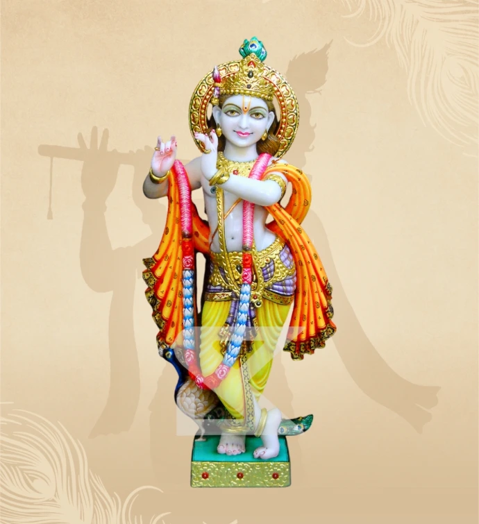 Murlidhar Krishna — Design 23 — SKM-MLR-23 — Marble Krishna Statue