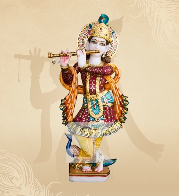 Murlidhar Krishna — Design 28 — SKM-MLR-28 — Marble Krishna Statue
