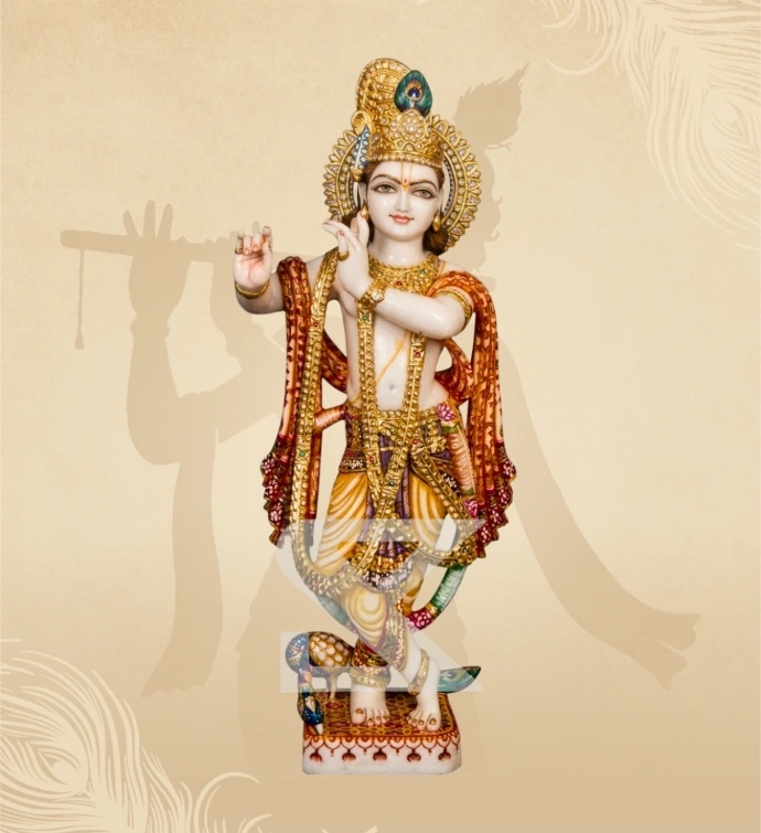 Murlidhar Krishna — Design 29 — SKM-MLR-29 — Marble Krishna Statue