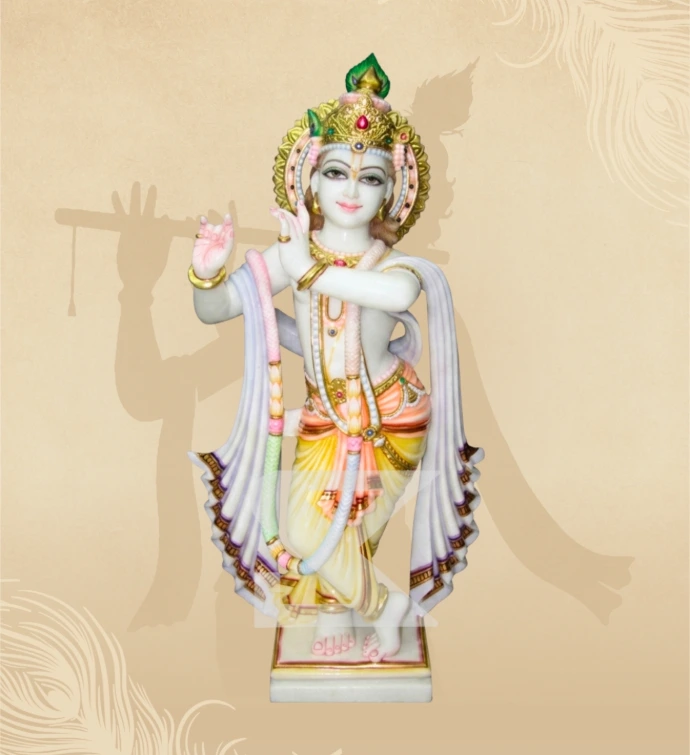 Murlidhar Krishna — Design 33 — SKM-MLR-33 — Marble Krishna Statue