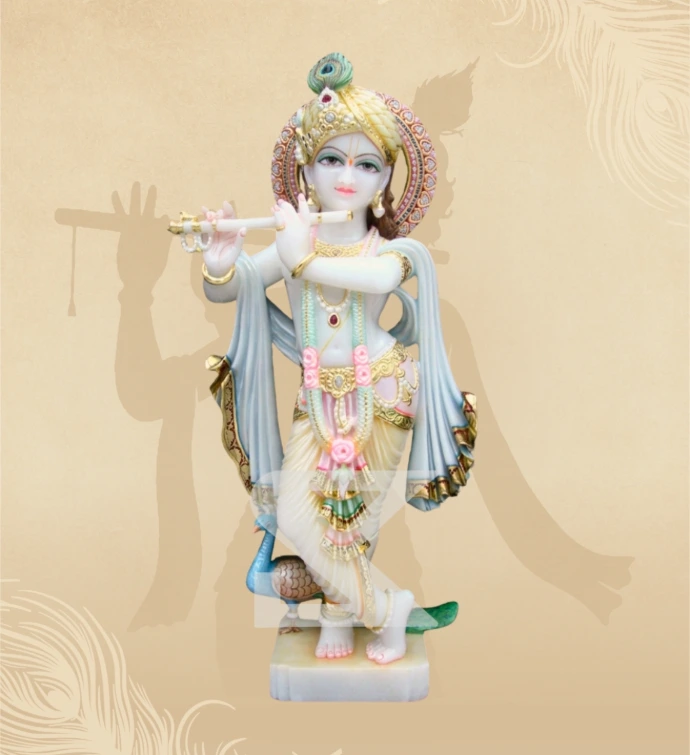 Murlidhar Krishna — Design 34 — SKM-MLR-34 — Marble Krishna Statue
