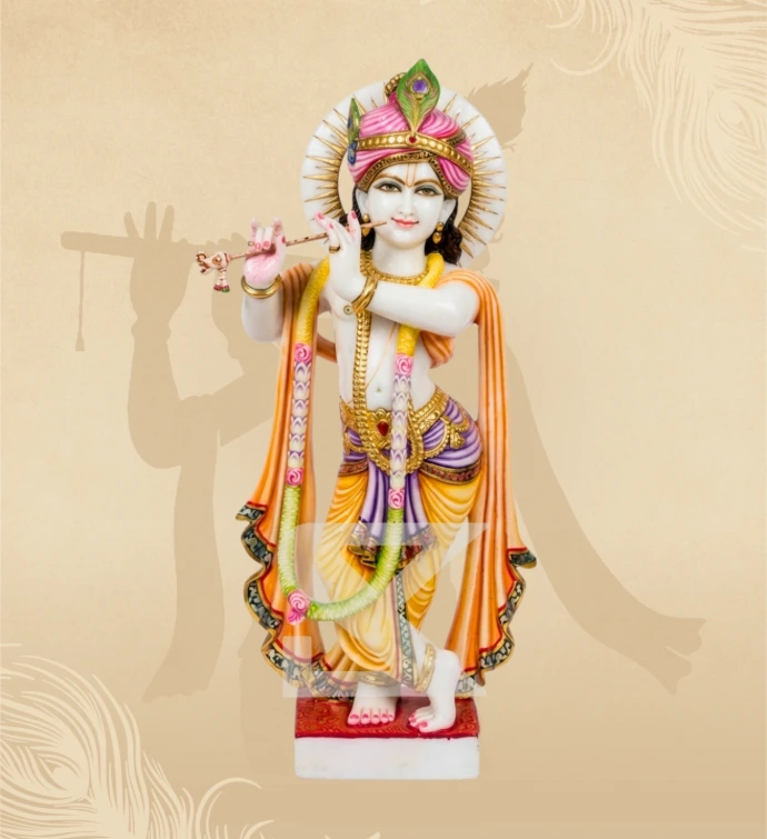 Murlidhar Krishna — Design 37 — SKM-MLR-37 — Marble Krishna Statue