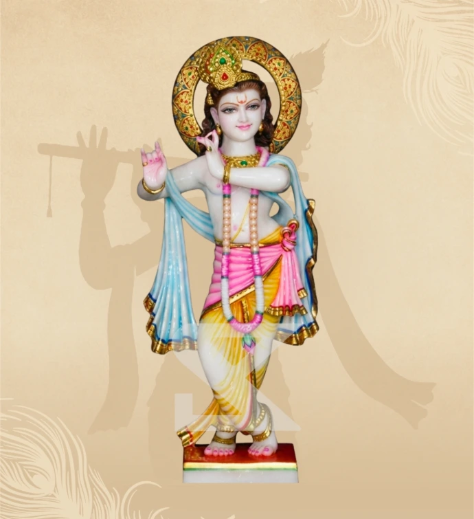 Murlidhar Krishna — Design 41 — SKM-MLR-41 — Marble Krishna Statue