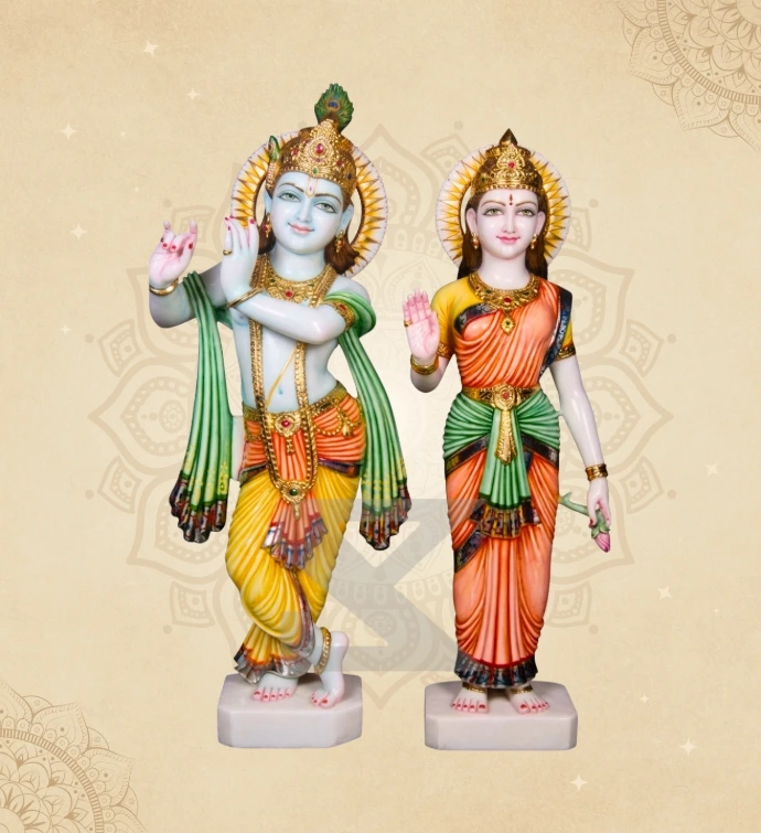 Radha Krishna — Design 01 — SKM-RKC-01 — Marble Radha Krishna Statue