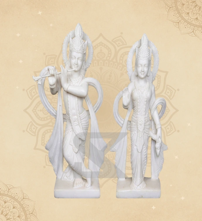 Radha Krishna — Design 17 — SKM-RKC-17 — Marble Radha Krishna Statue
