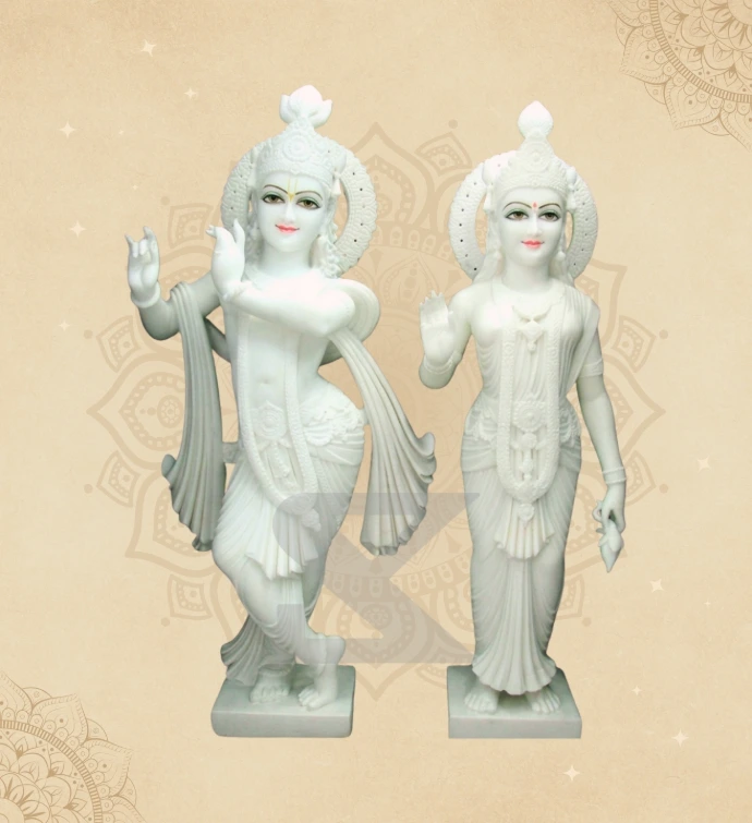 Radha Krishna — Design 13 — SKM-RKC-13 — Marble Radha Krishna Statue