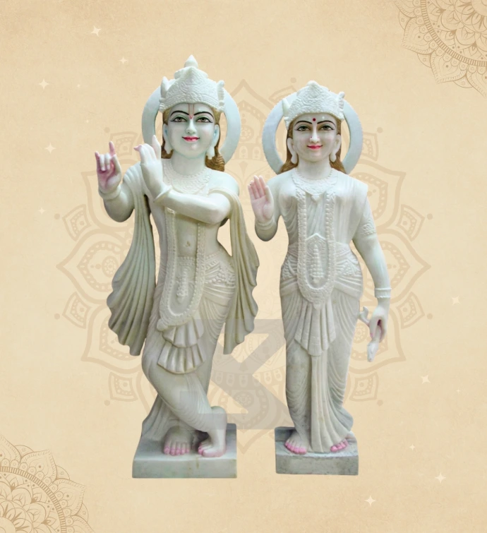 Radha Krishna — Design 22 — SKM-RKC-22 — Marble Radha Krishna Statue