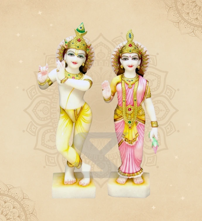 Radha Krishna — Design 35 — SKM-RKC-35 — Marble Radha Krishna Statue