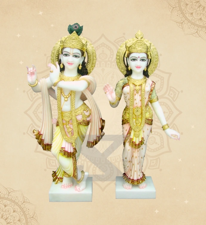 Radha Krishna — Design 20 — SKM-RKC-20 — Marble Radha Krishna Statue