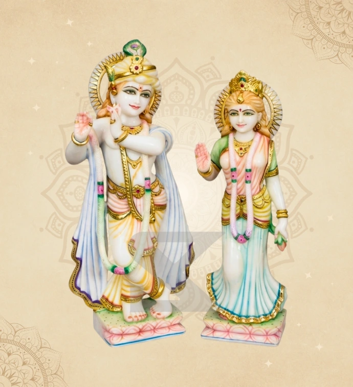 Radha Krishna — Design 21 — SKM-RKC-21 — Marble Radha Krishna Statue