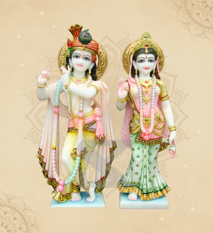 Radha Krishna — Design 04 — SKM-RKC-04 — Marble Radha Krishna Statue