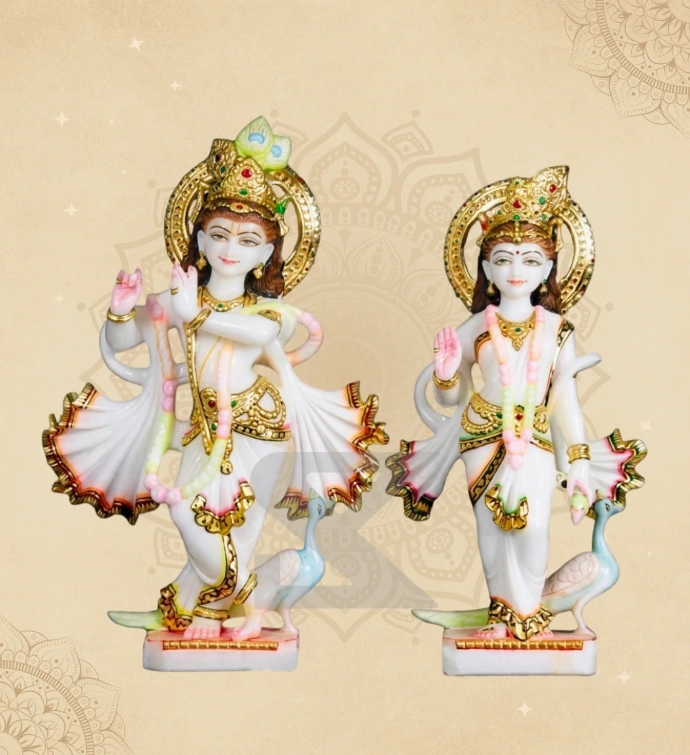 Radha Krishna — Design 18 — SKM-RKC-18 — Marble Radha Krishna Statue