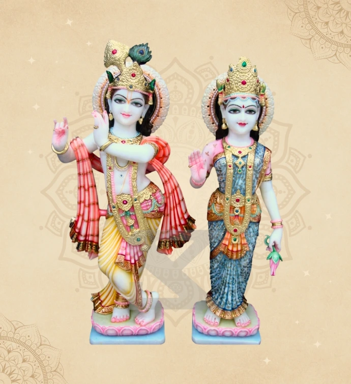 Radha Krishna — Design 32 — SKM-RKC-32 — Marble Radha Krishna Statue