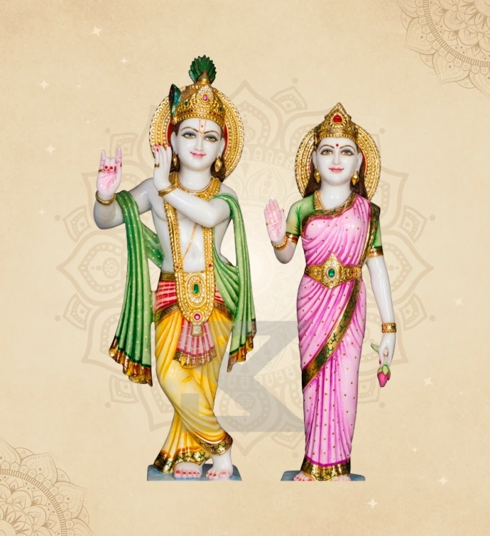 Radha Krishna — Design 09 — SKM-RKC-09 — Marble Radha Krishna Statue