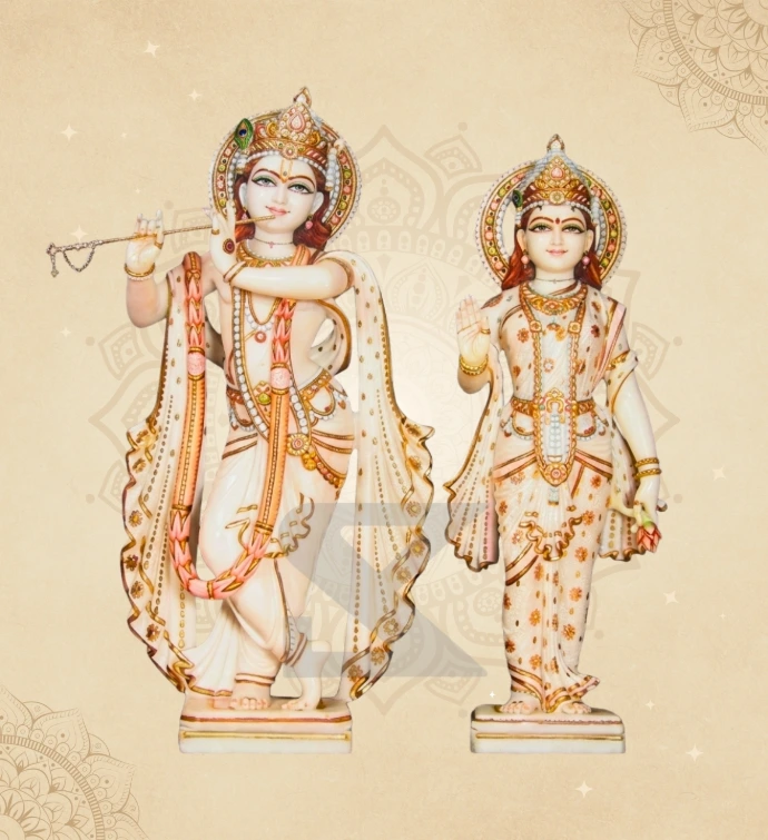 Radha Krishna — Design 12 — SKM-RKC-12 — Marble Radha Krishna Statue