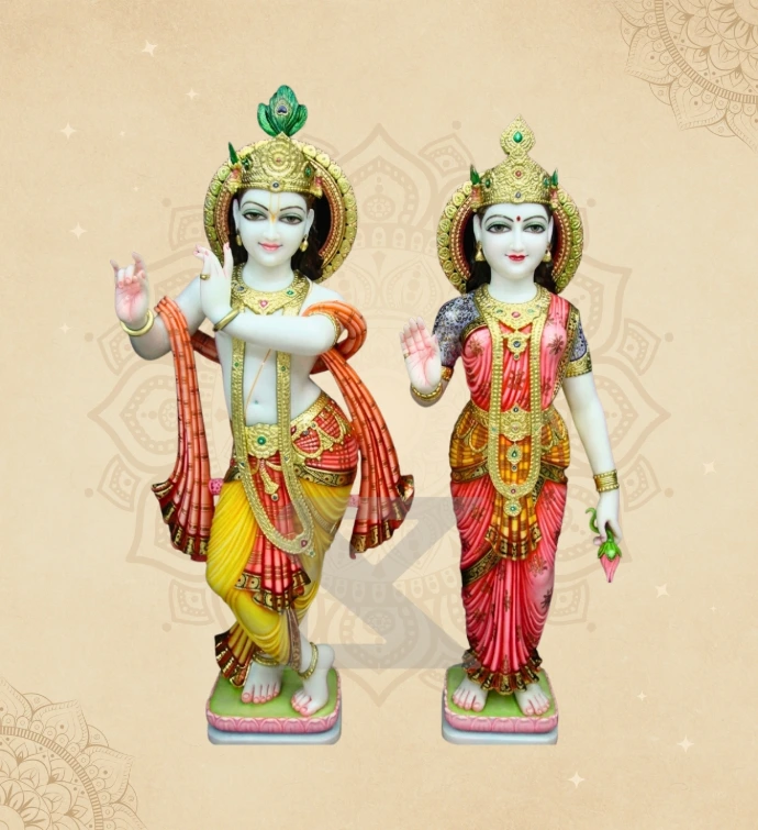 Radha Krishna — Design 28 — SKM-RKC-28 — Marble Radha Krishna Statue