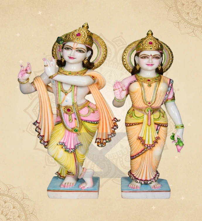 Radha Krishna — Design 03 — SKM-RKC-03 — Marble Radha Krishna Statue