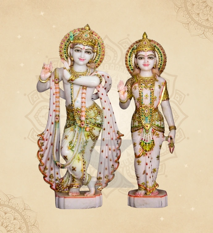Radha Krishna — Design 08 — SKM-RKC-08 — Marble Radha Krishna Statue