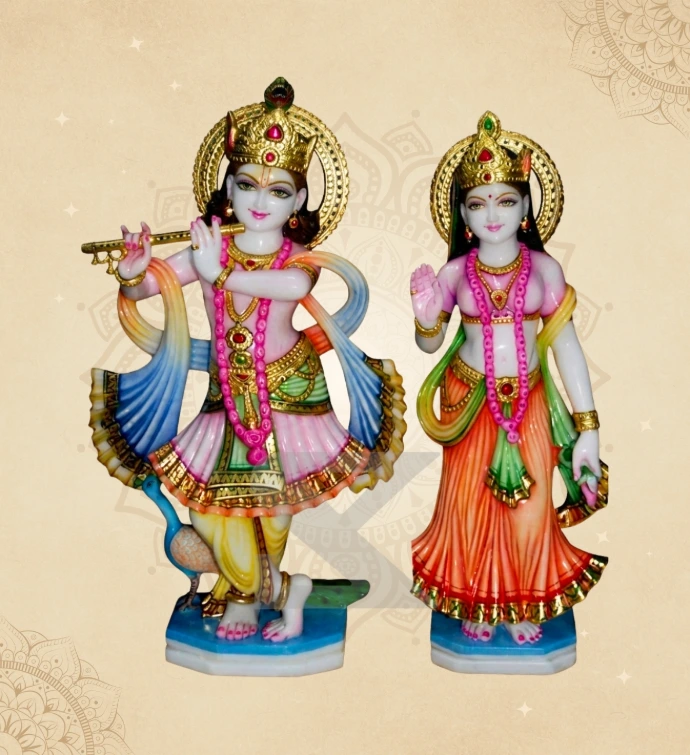 Radha Krishna — Design 23 — SKM-RKC-23 — Marble Radha Krishna Statue