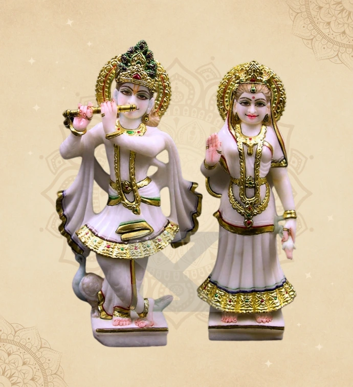 Radha Krishna — Design 16 — SKM-RKC-16 — Marble Radha Krishna Statue