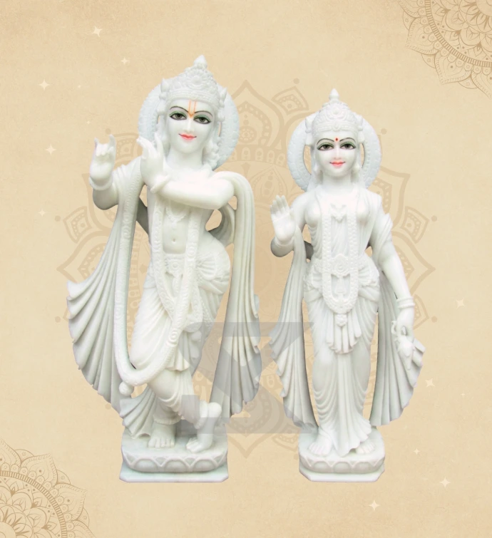 Radha Krishna — Design 11 — SKM-RKC-11 — Marble Radha Krishna Statue
