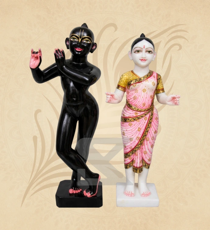 ISKCON Radha Krishna — Design 14 — SKM-RKI-14 — Marble Radha Krishna Statue