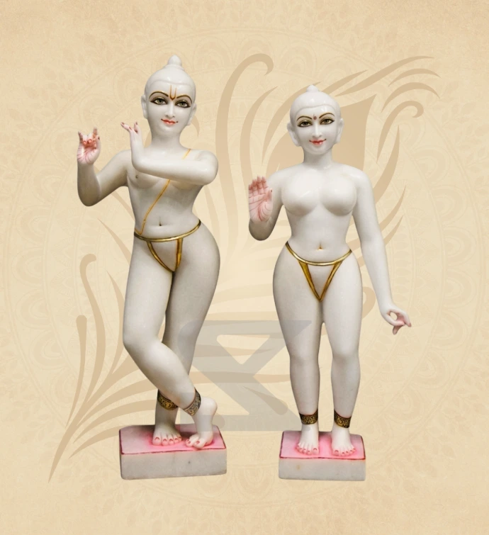 ISKCON Radha Krishna — Design 22 — SKM-RKI-22 — Marble Radha Krishna Statue
