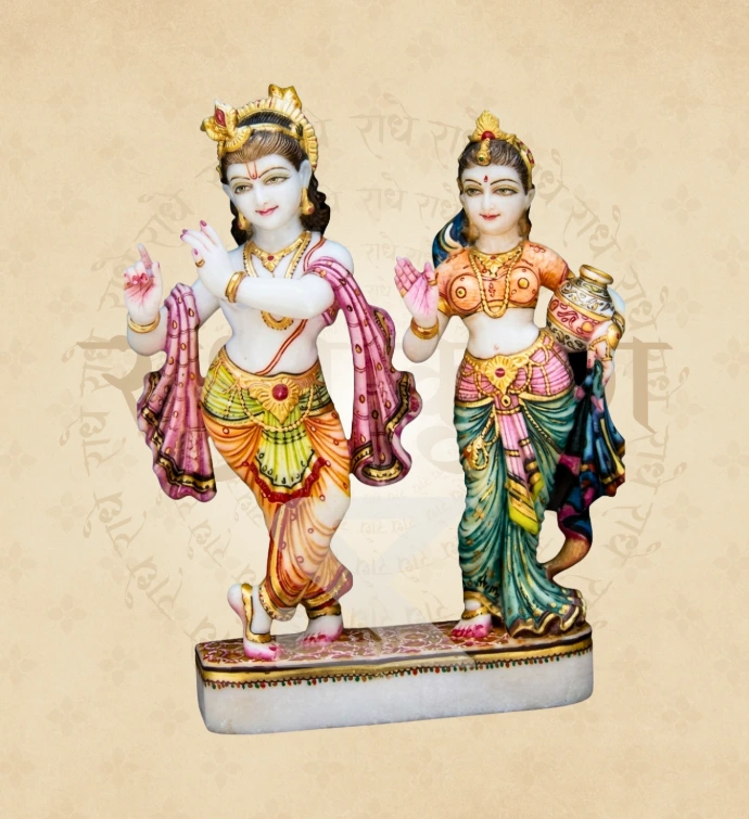 Jugal Jodi Radha Krishna — Design 23 — SKM-RKJ-23 — Marble Radha Krishna Statue