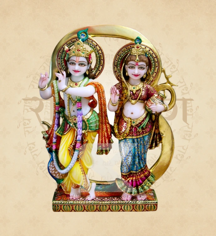 Jugal Jodi Radha Krishna — Design 21 — SKM-RKJ-21 — Marble Radha Krishna Statue
