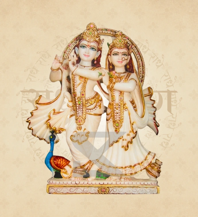 Jugal Jodi Radha Krishna — Design 45 — SKM-RKJ-45 — Marble Radha Krishna Statue