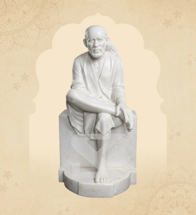 Seated Sai Baba Marble Statue