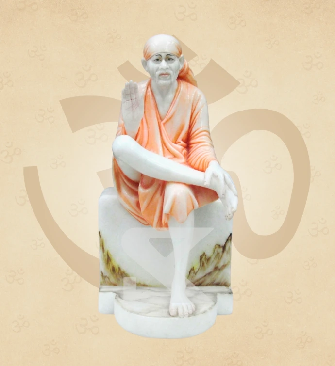 Blessing Sai Baba Marble Statue