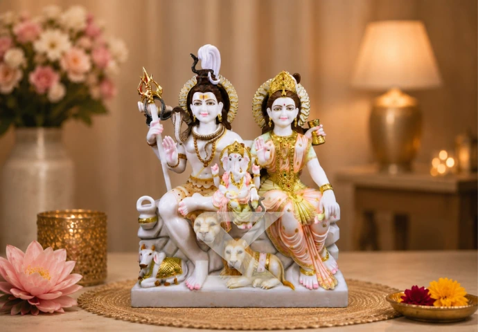 Marble Shiv Parivar — Perfect For