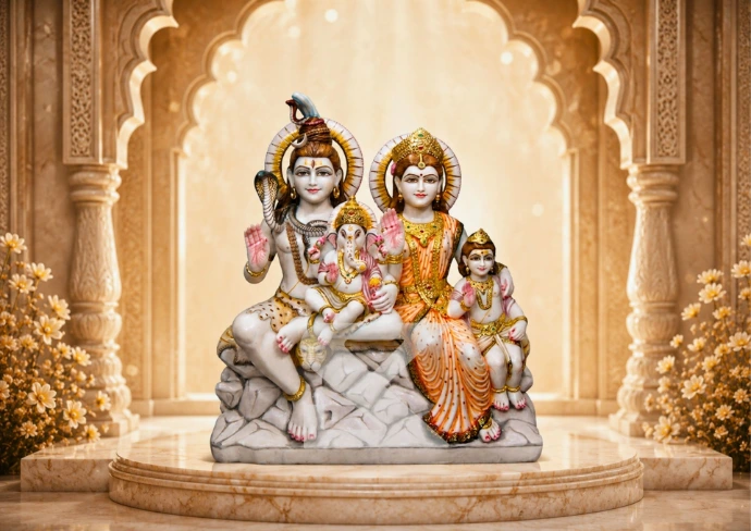 Marble Shiv Parivar Statue