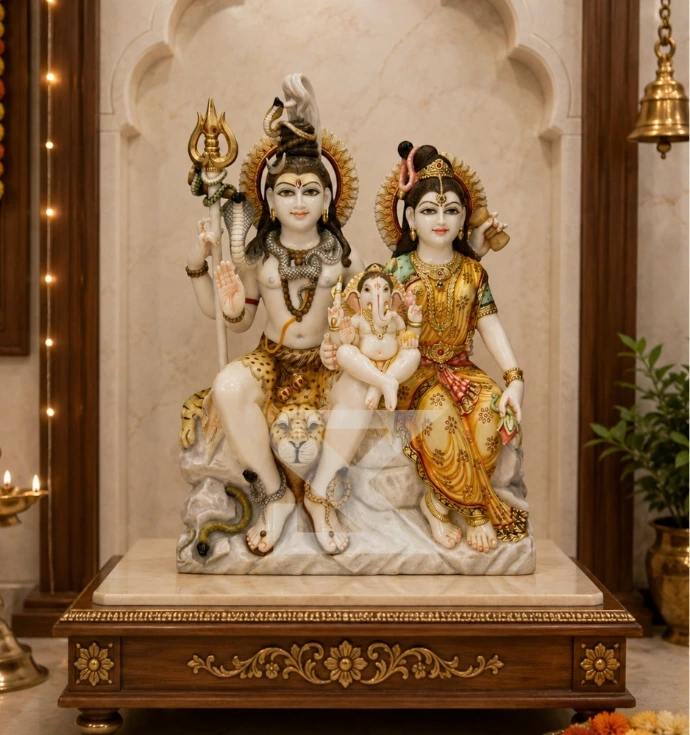 Custom Marble Shiv Parivar Statue
