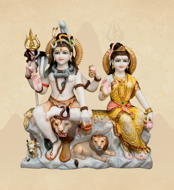 Gauri Shankar — Design 13 — SKM-GSH-13 — Marble Gauri Shankar Statue