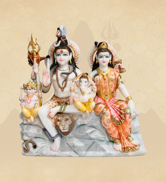 Gauri Shankar — Design 12 — SKM-GSH-12 — Marble Gauri Shankar Statue