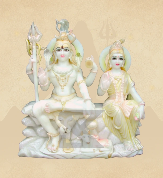 Gauri Shankar — Design 17 — SKM-GSH-17 — Marble Gauri Shankar Statue