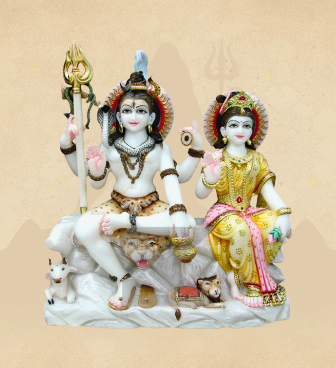 Gauri Shankar — Design 16 — SKM-GSH-16 — Marble Gauri Shankar Statue