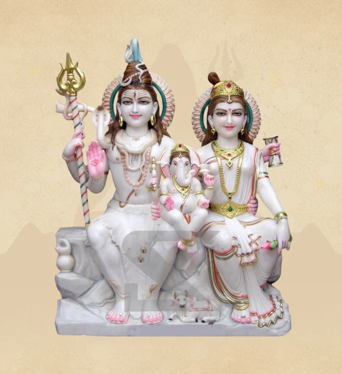 Gauri Shankar — Design 21 — SKM-GSH-21 — Marble Gauri Shankar Statue